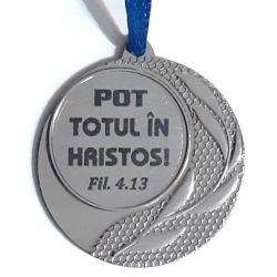 Medalie metalica argintiu, Pot totul in Hristos!